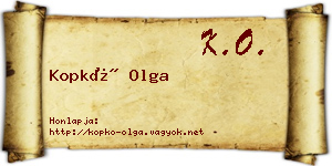 Kopkó Olga névjegykártya